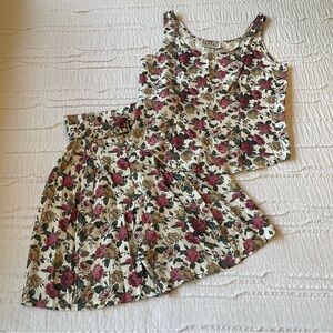 Rampage Cream Floral Tank and Skirt Set with Rose Print